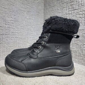 UGG Adirondack III Women's Size 10 Black Leather Shearling Winter Boots 1095141